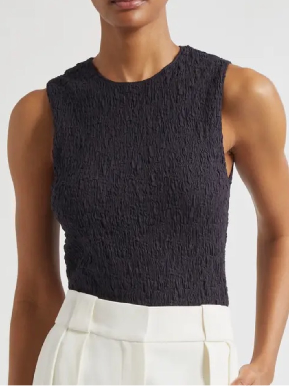 Vince Smocked Sleeveless Top in color Coastal